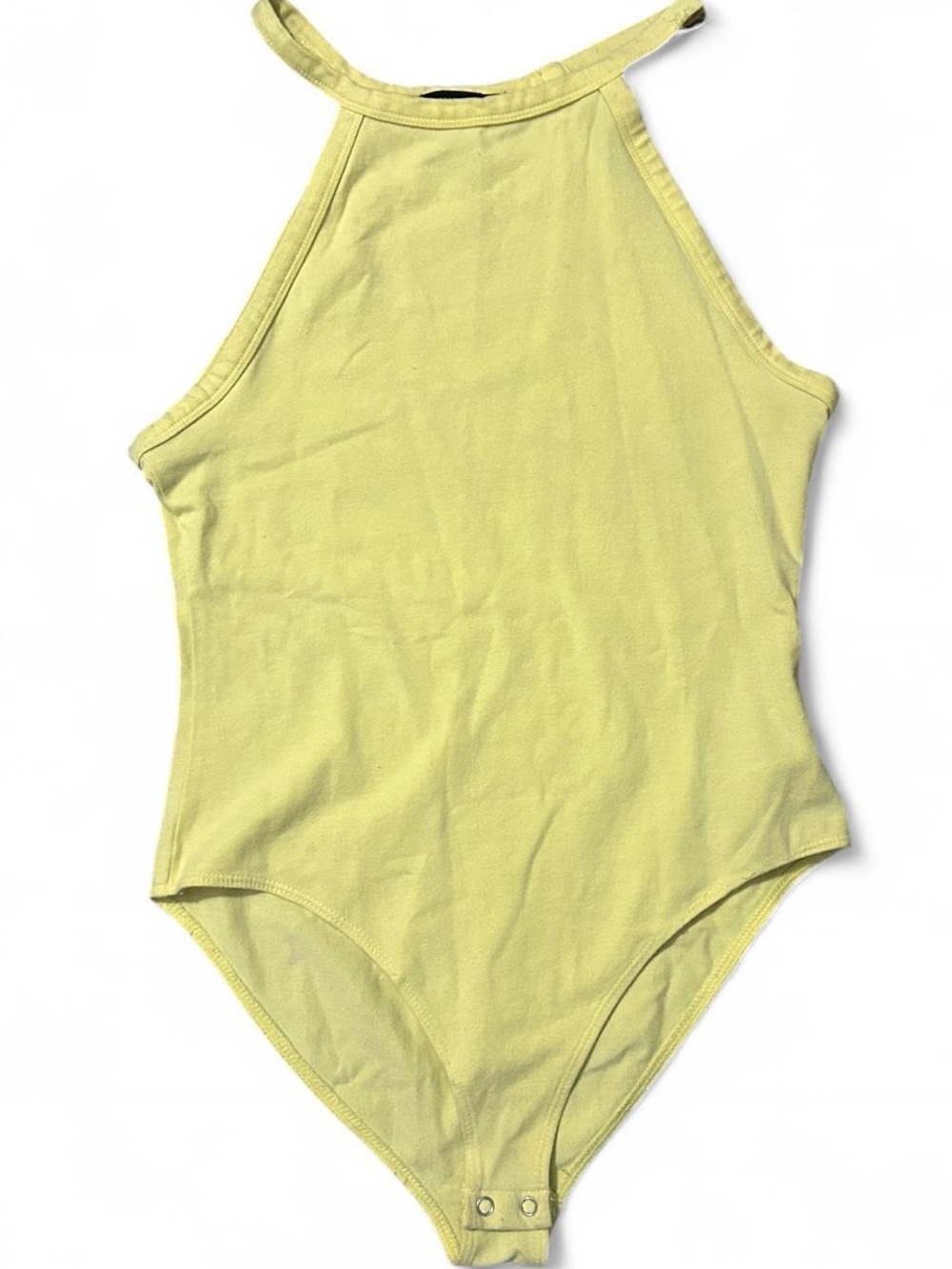 Halter One-Piece Bodysuit in Light Yellow